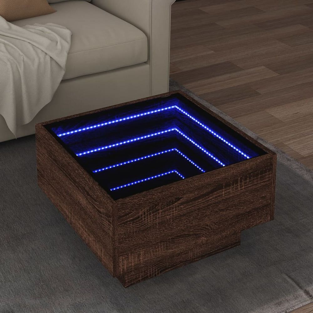 LED Couchtisch Eichenoptik 50x50 cm