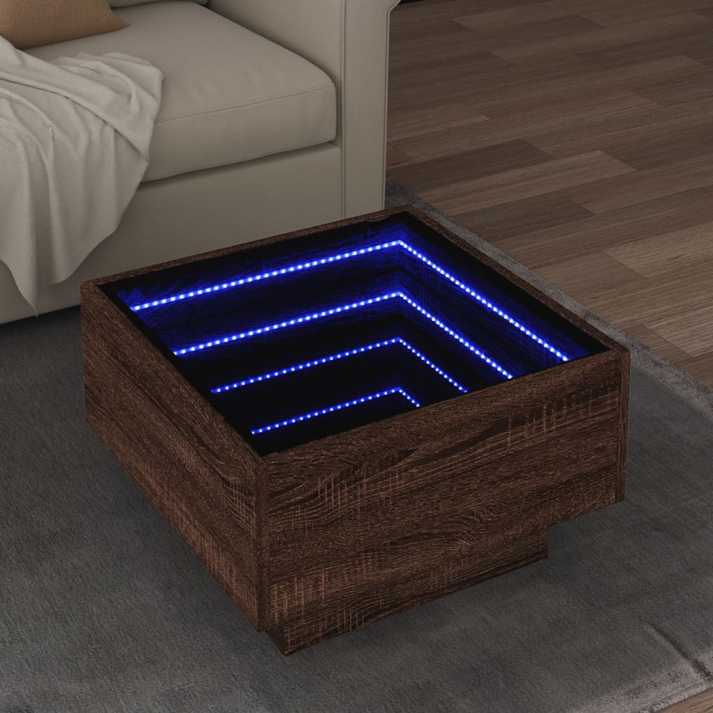 LED Couchtisch Eichenoptik 50x50 cm