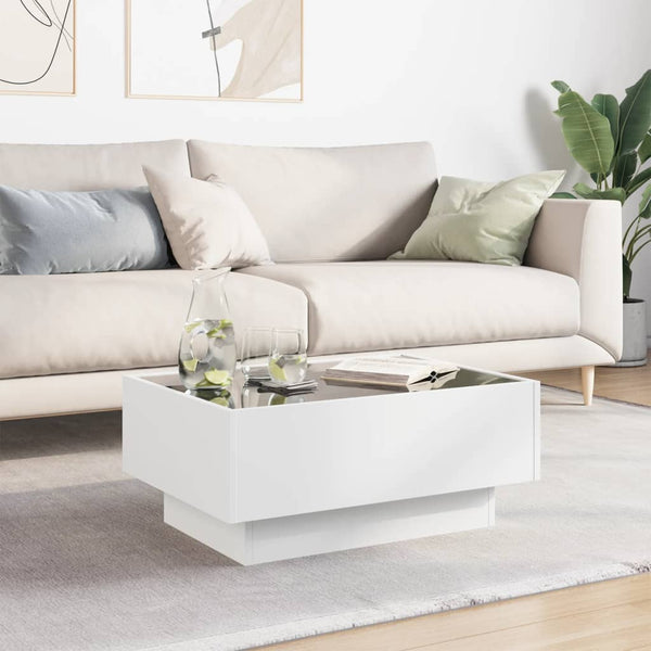 LED Couchtisch Weiß 70x50 cm