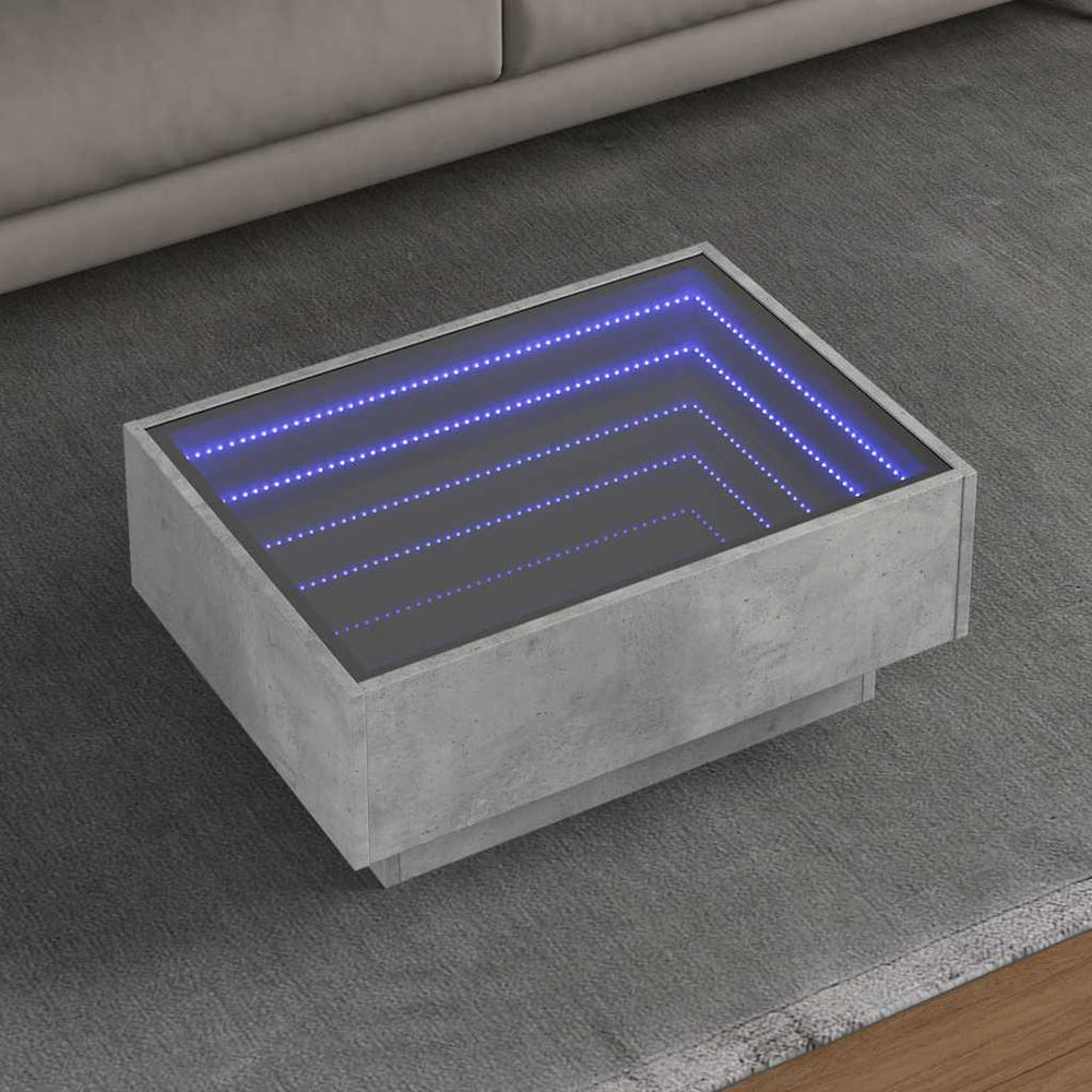 LED Couchtisch Betongrau 70x50 cm