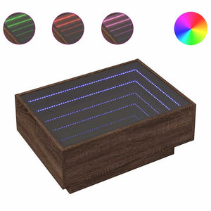 LED Couchtisch Eichenoptik Braun 70x50 cm