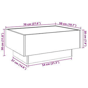 LED Couchtisch Eichenoptik Braun 70x50 cm