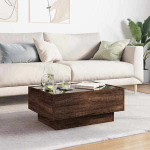 LED Couchtisch Eichenoptik Braun 70x50 cm
