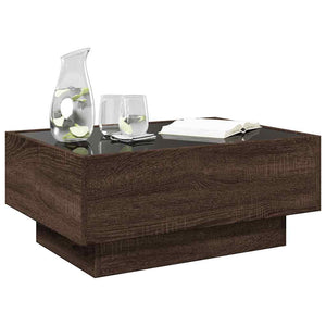 LED Couchtisch Eichenoptik Braun 70x50 cm