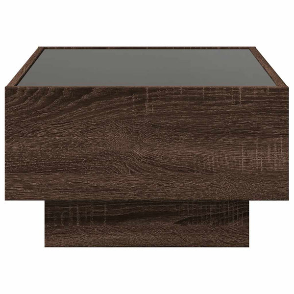 LED Couchtisch Eichenoptik Braun 70x50 cm