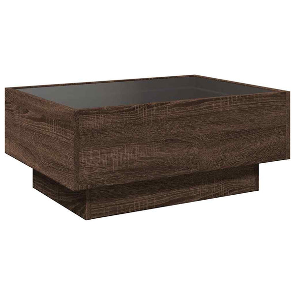 LED Couchtisch Eichenoptik Braun 70x50 cm