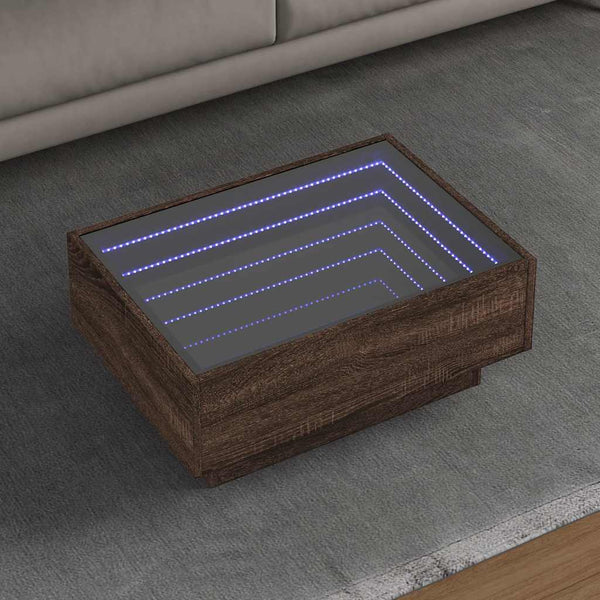 LED Couchtisch Eichenoptik Braun 70x50 cm