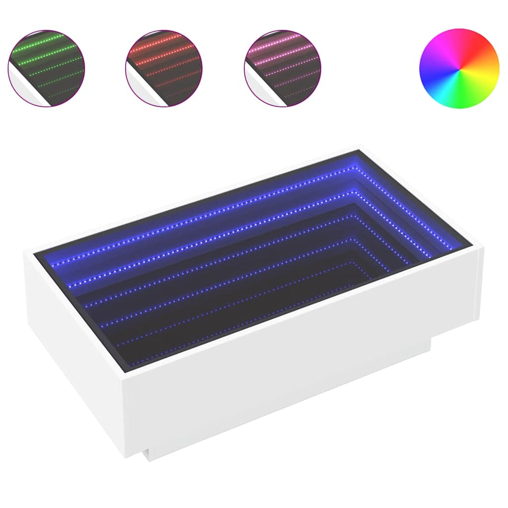 LED Couchtisch Weiß 90x50 cm