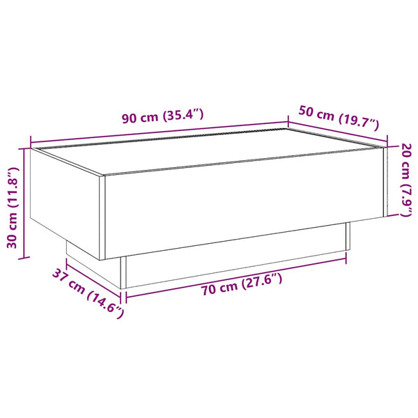 LED Couchtisch Weiß 90x50 cm