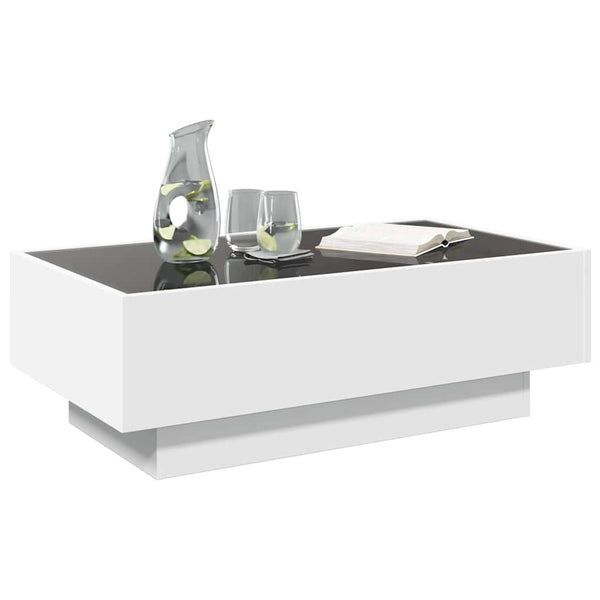LED Couchtisch Weiß 90x50 cm