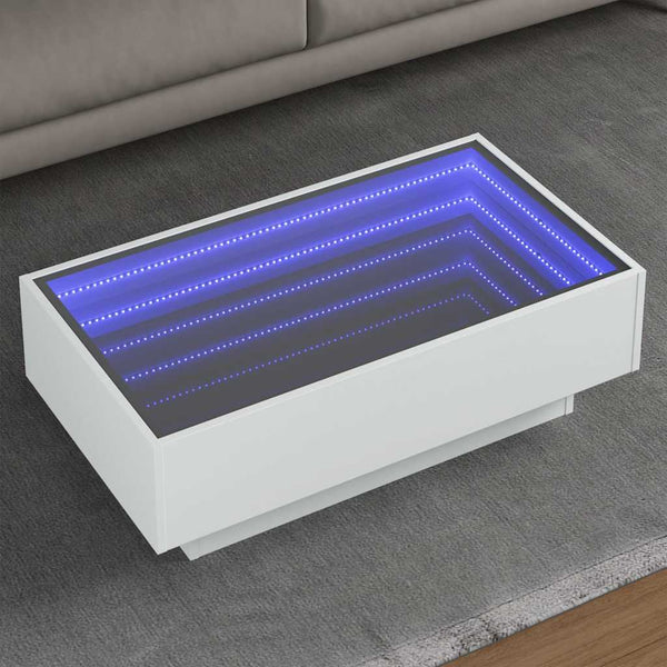 LED Couchtisch Weiß 90x50 cm