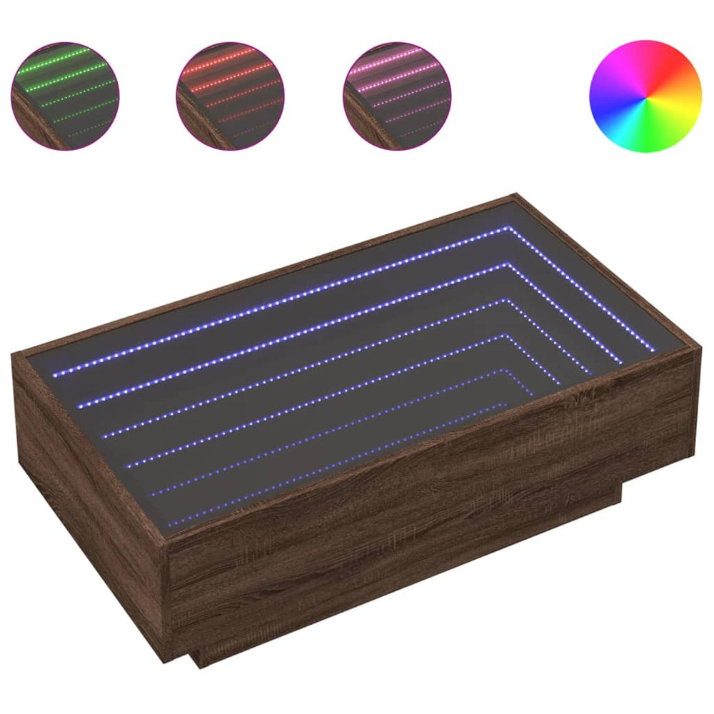 vidaXL LED Coffee Table Brown Oak Look 90x50x30 cm Engineered Wood