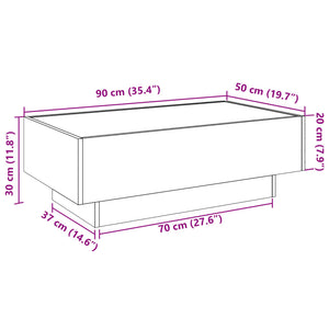 LED Couchtisch Eiche Braun 90x50 cm