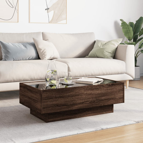 LED Couchtisch Eiche Braun 90x50 cm