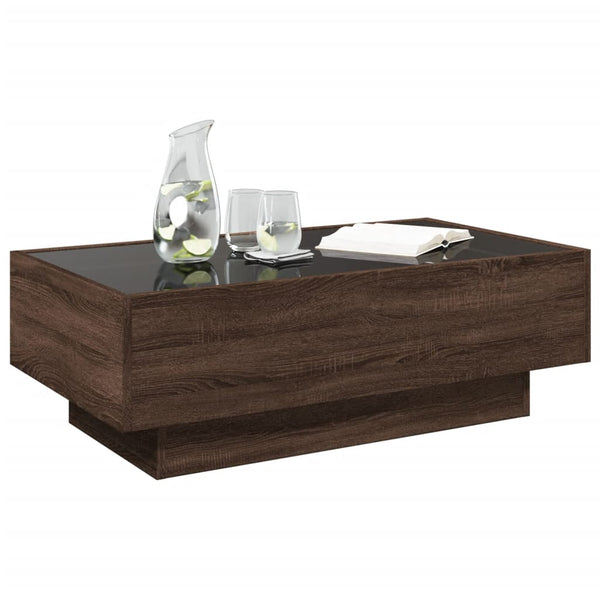 LED Couchtisch Eiche Braun 90x50 cm