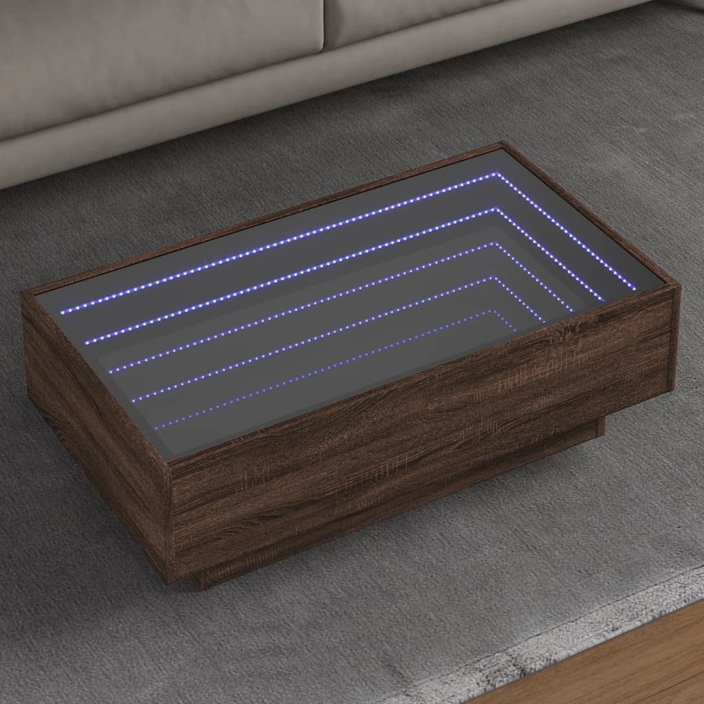 LED Couchtisch Eiche Braun 90x50 cm