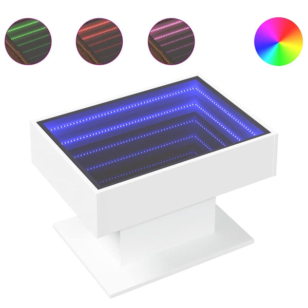 LED Couchtisch Weiß 70x50 cm