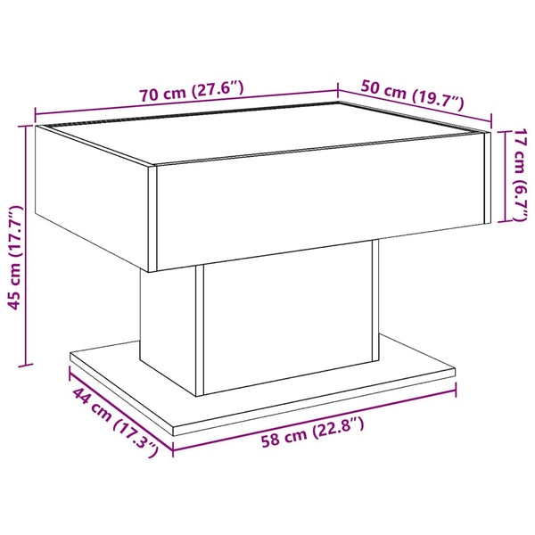 LED Couchtisch Weiß 70x50 cm