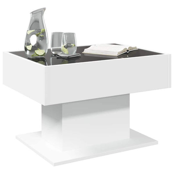 LED Couchtisch Weiß 70x50 cm