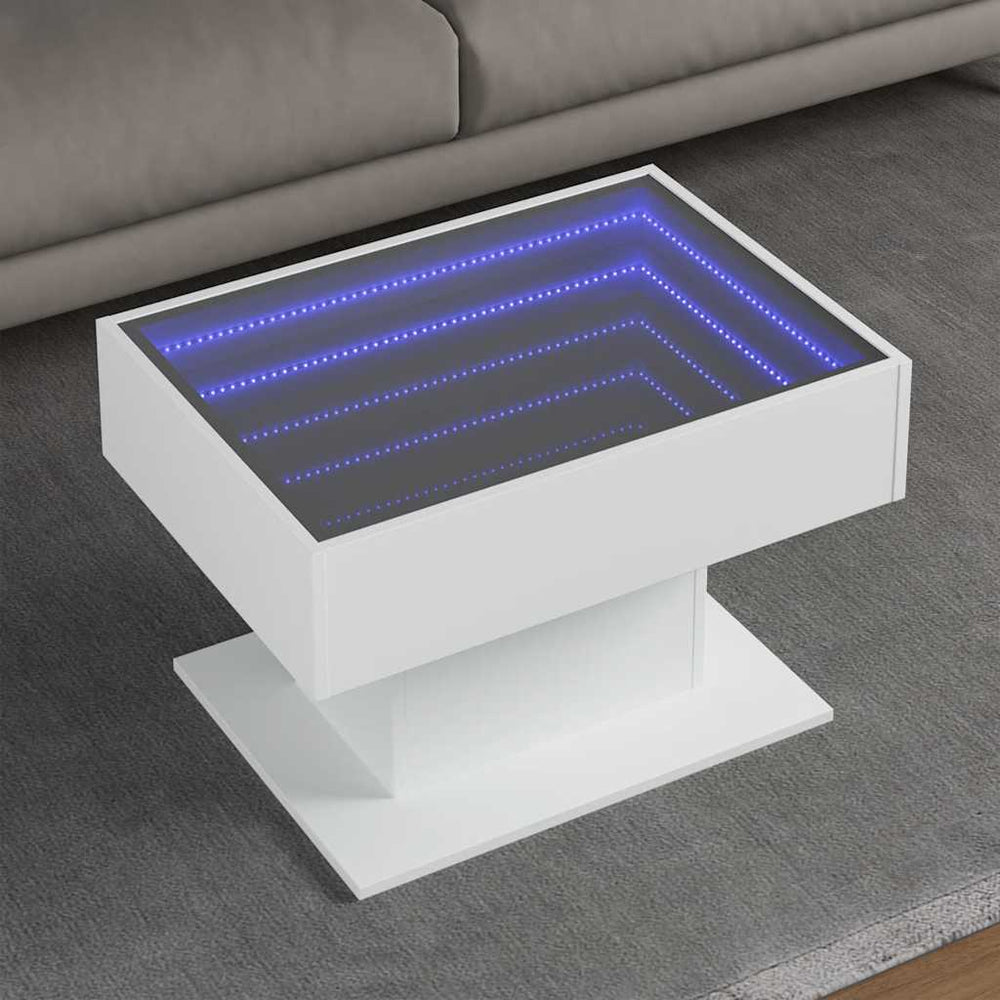 vidaXL LED Coffee Table White 70x50x45 cm Engineered Wood