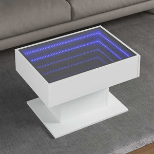 LED Couchtisch Weiß 70x50 cm