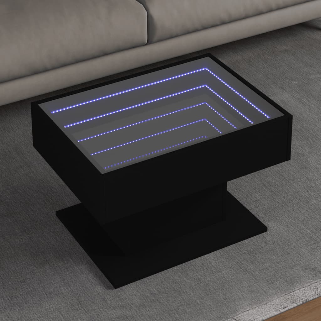 LED Couchtisch Schwarz 70x50 cm