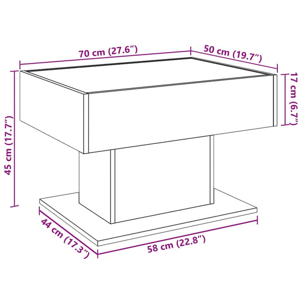 LED Couchtisch Sonoma Eiche 70x50 cm