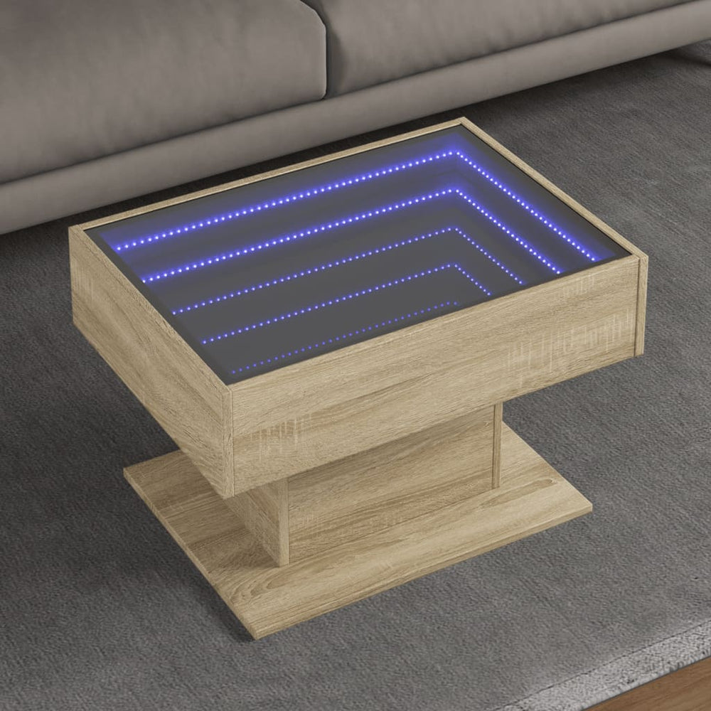 vidaXL LED Coffee Table Sonoma Oak 70x50x45 cm Engineered Wood