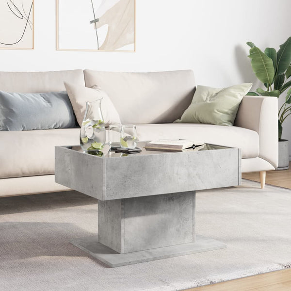 LED Couchtisch Betongrau 70x50 cm
