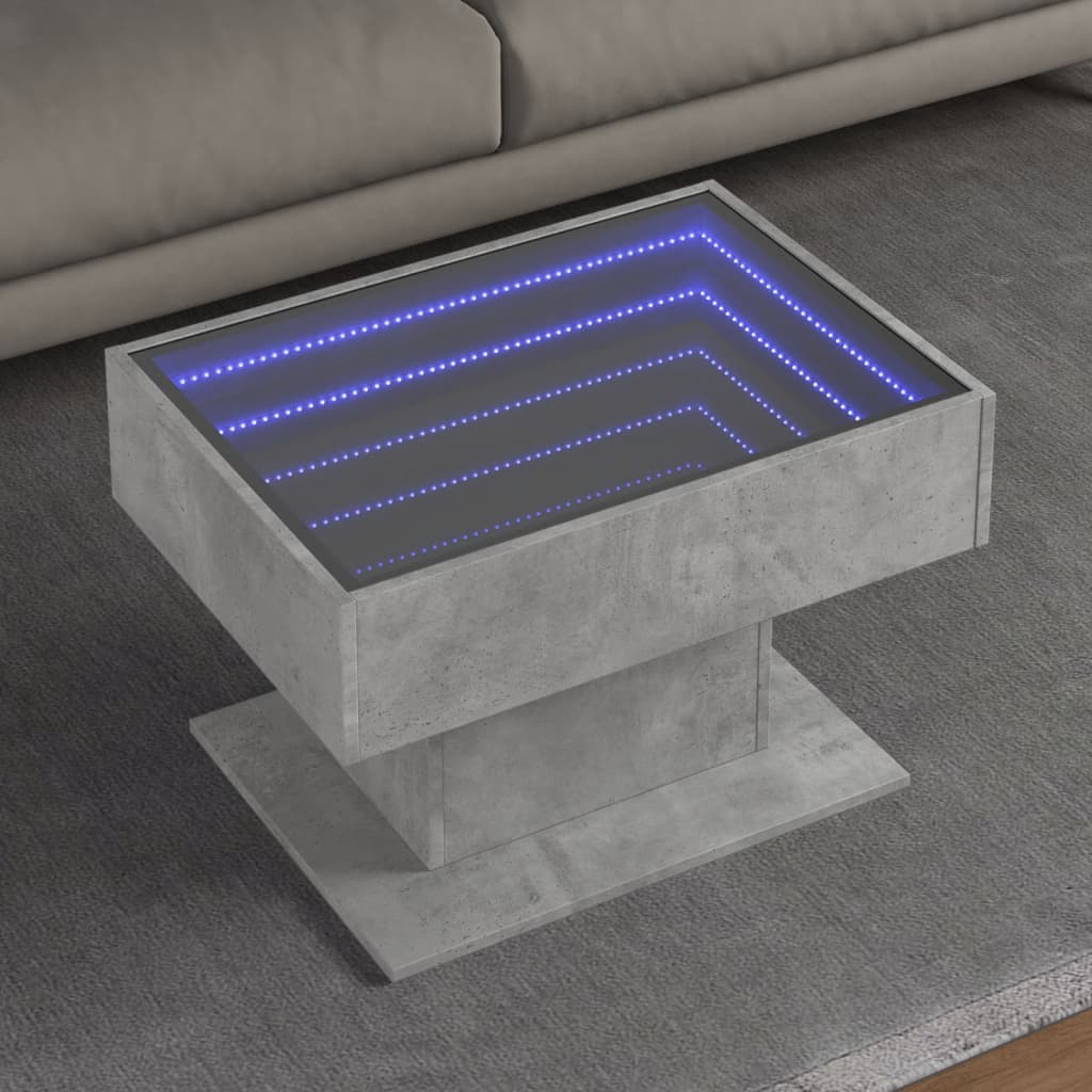 LED Couchtisch Betongrau 70x50 cm