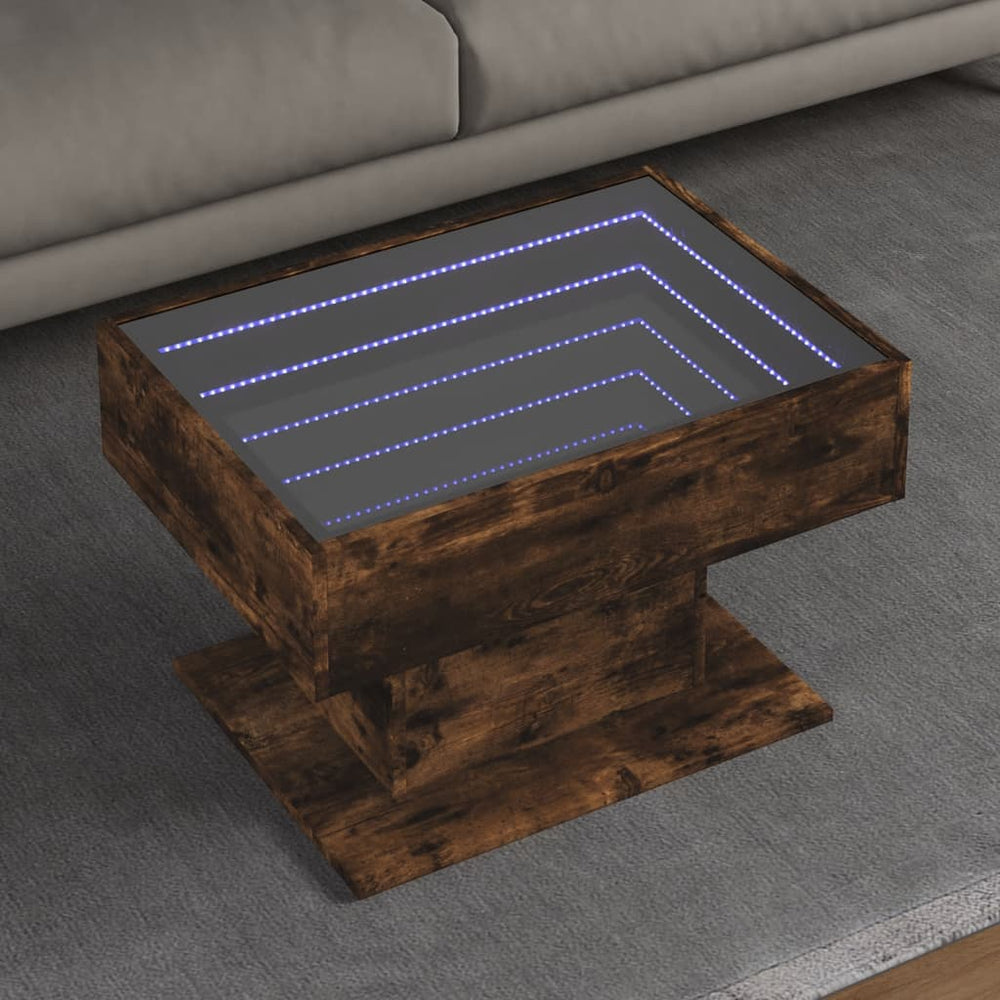 vidaXL LED Coffee Table Smoked Oak 70x50x45 cm Engineered Wood