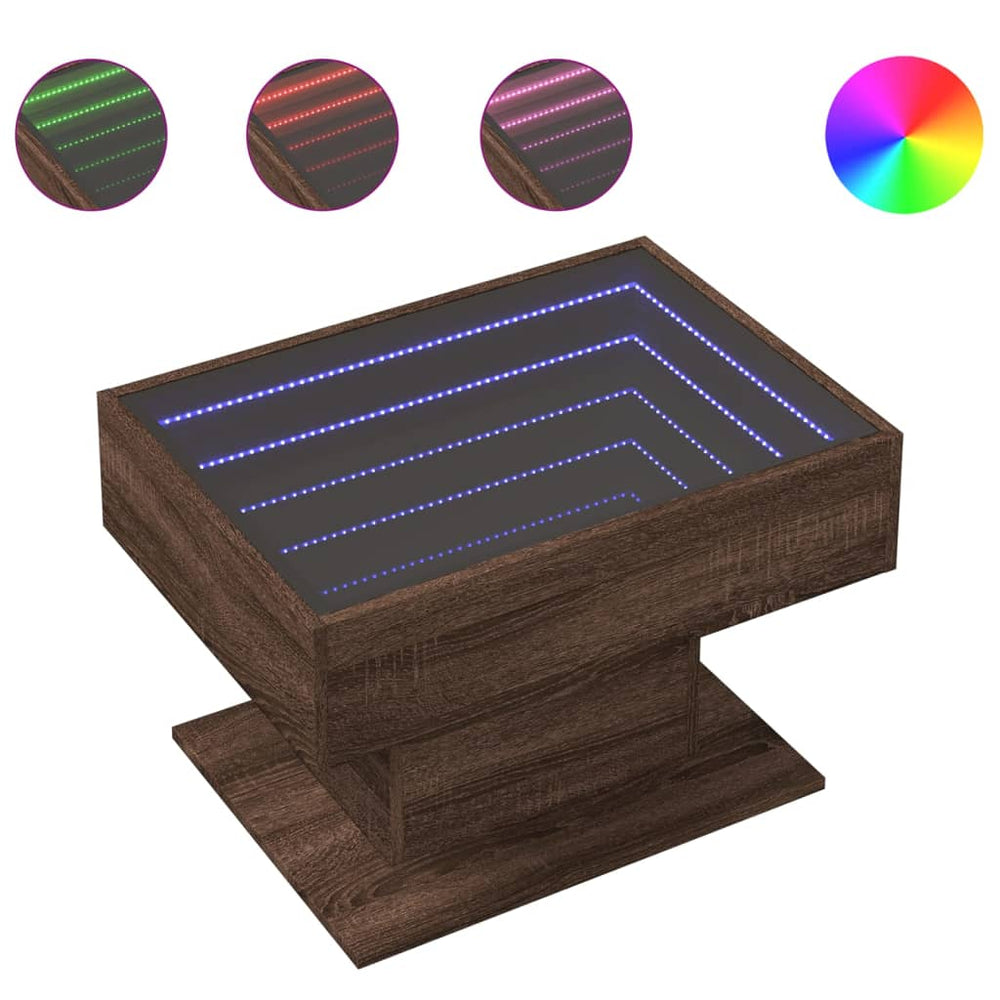 vidaXL LED Coffee Table Brown Oak Look 70x50x45 cm Engineered Wood
