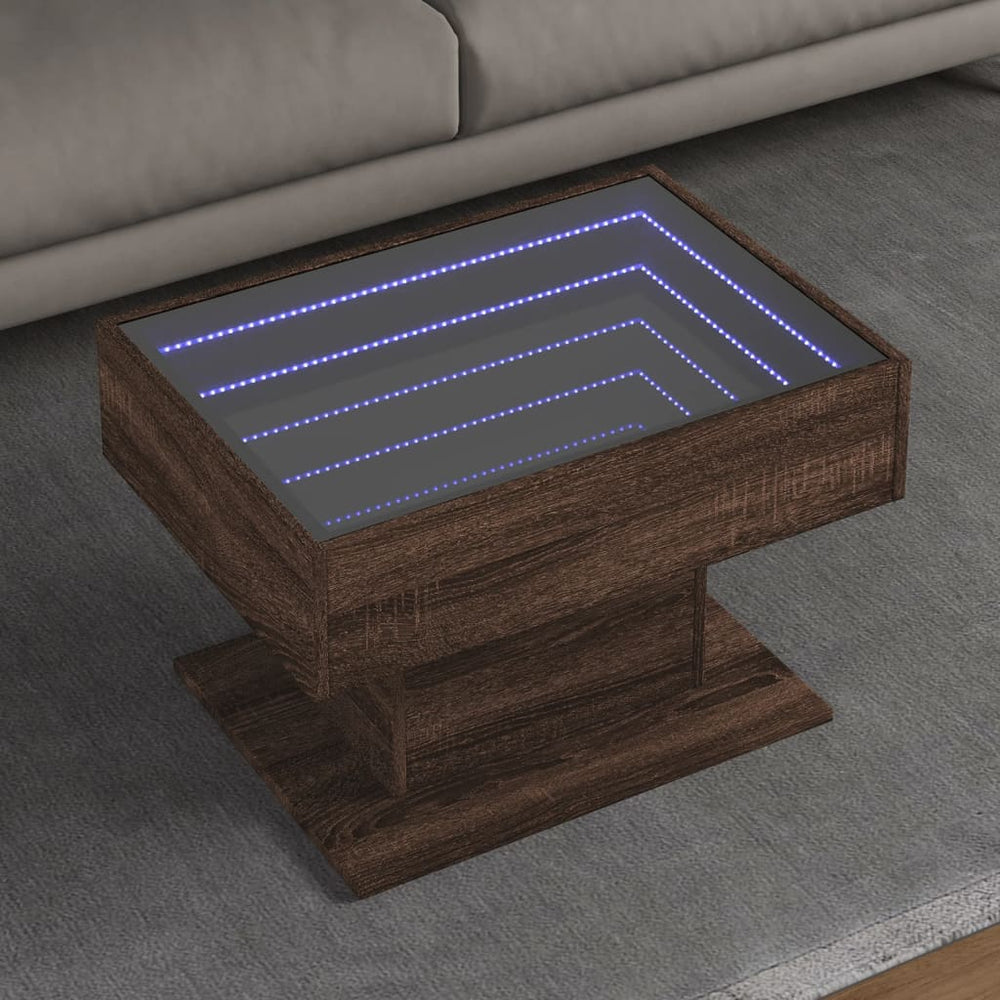 vidaXL LED Coffee Table Brown Oak Look 70x50x45 cm Engineered Wood