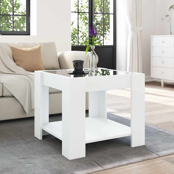 LED Couchtisch Weiß 53x53 cm