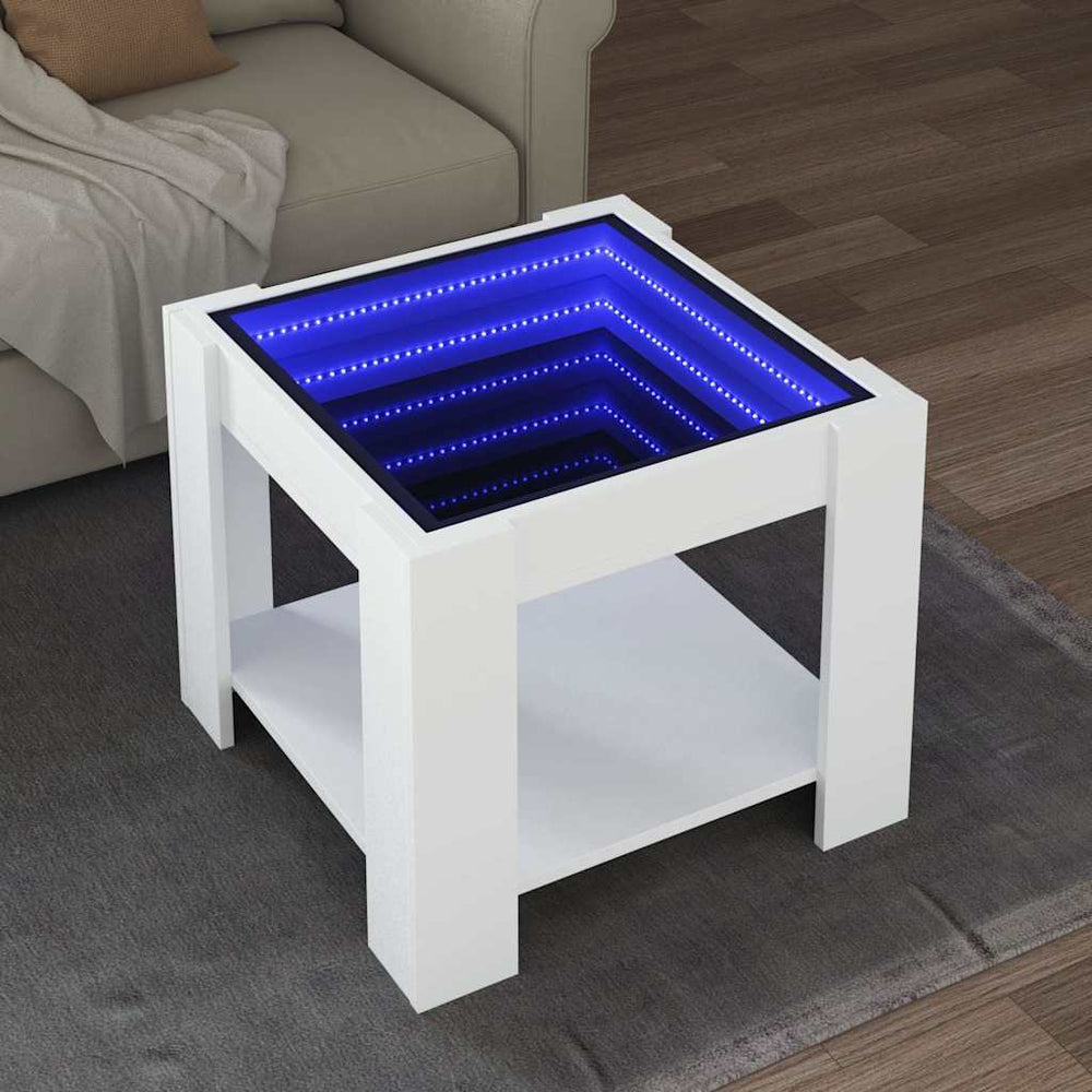 vidaXL LED Coffee Table White 53x53x45 cm Engineered Wood