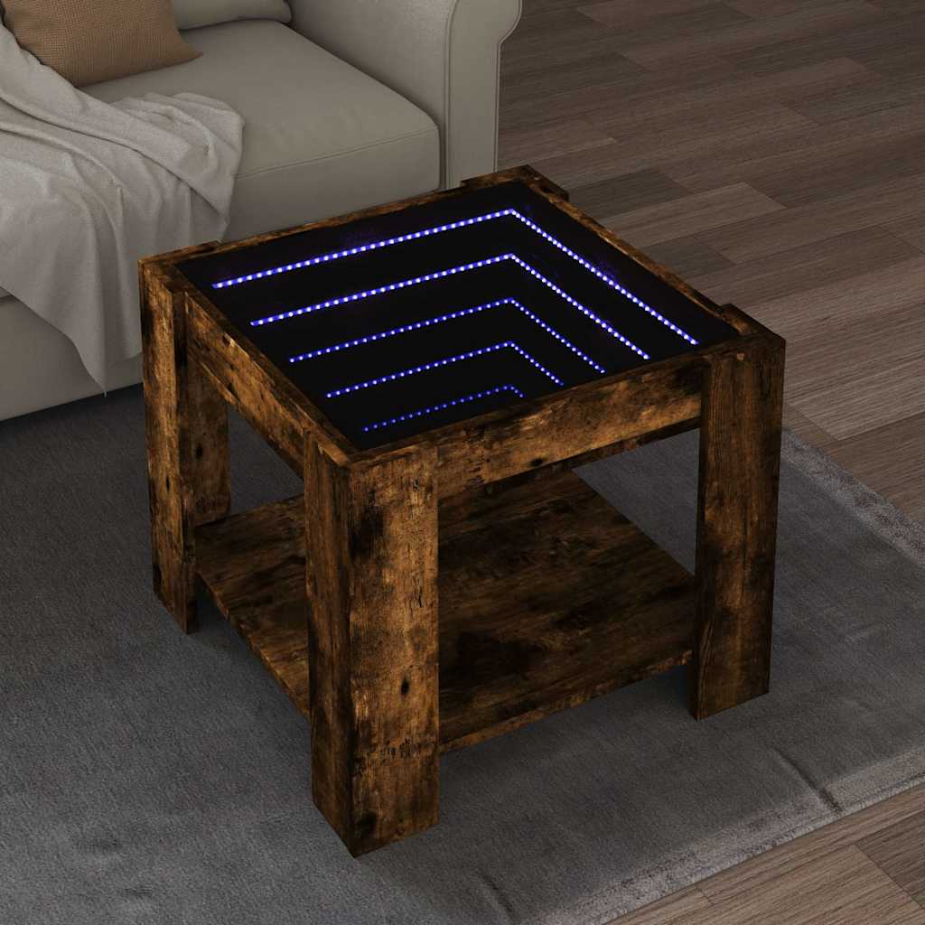 LED Couchtisch Räuchereiche 53x53 cm