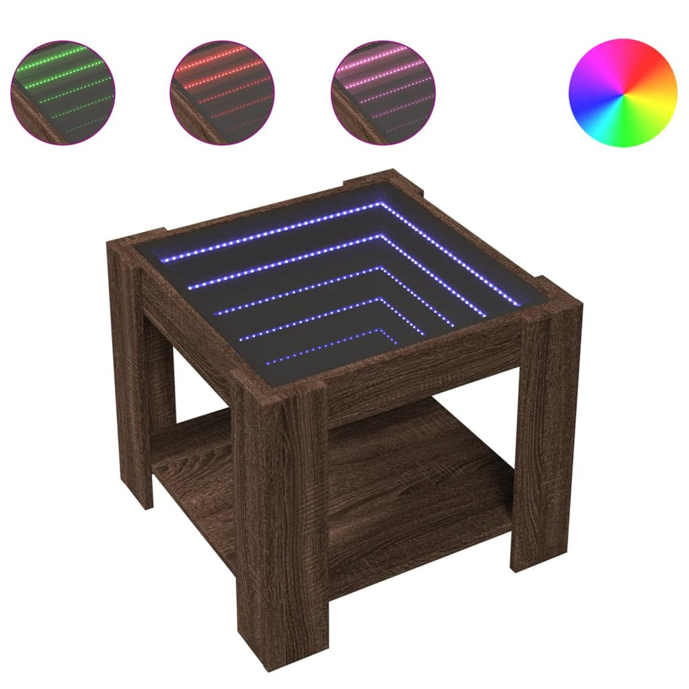 LED Couchtisch Braun Eichenoptik