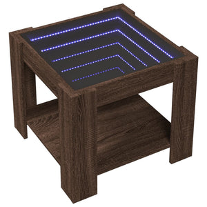 LED Couchtisch Braun Eichenoptik