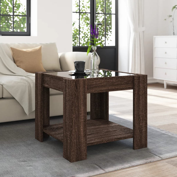LED Couchtisch Braun Eichenoptik