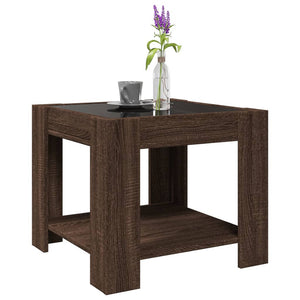 LED Couchtisch Braun Eichenoptik