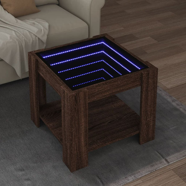LED Couchtisch Braun Eichenoptik