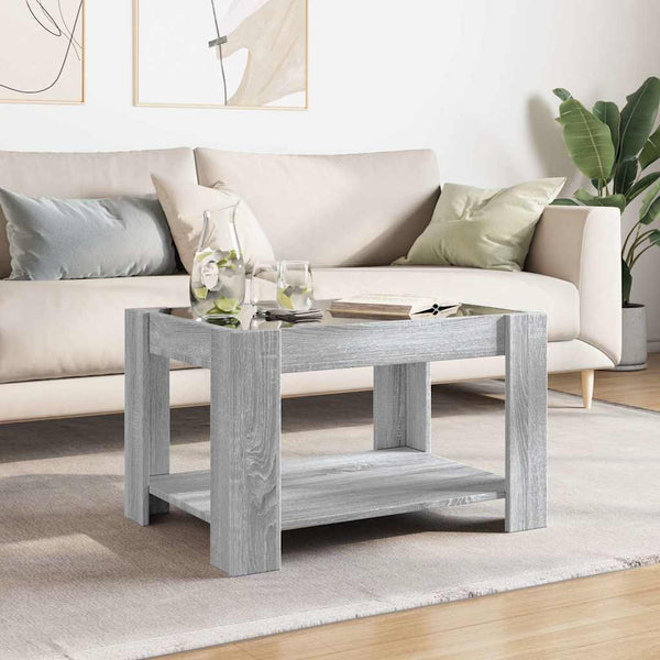 LED Couchtisch Grau Sonoma 73x53 cm