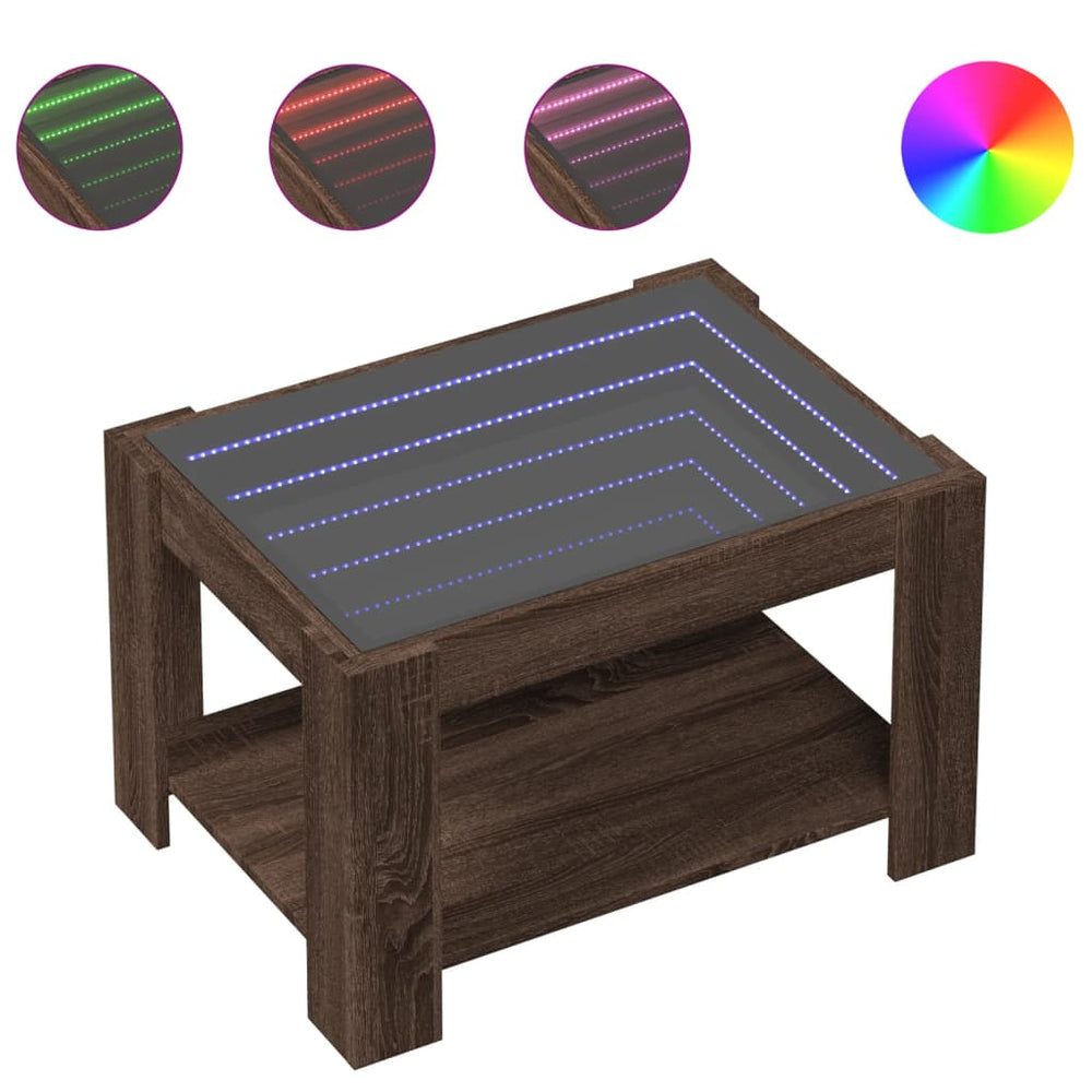 LED Couchtisch Eiche Braun 73x53 cm