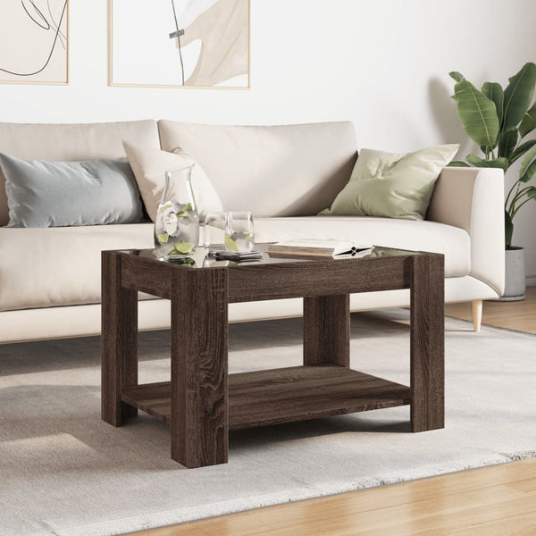 LED Couchtisch Eiche Braun 73x53 cm