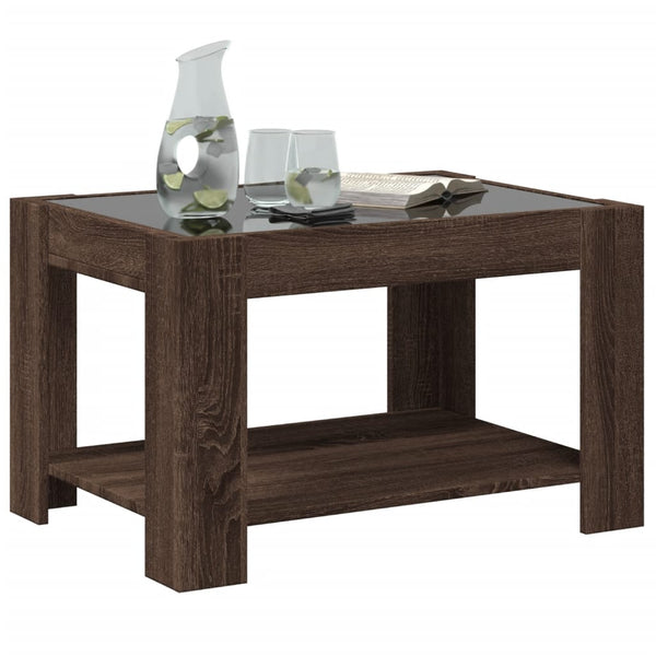 LED Couchtisch Eiche Braun 73x53 cm