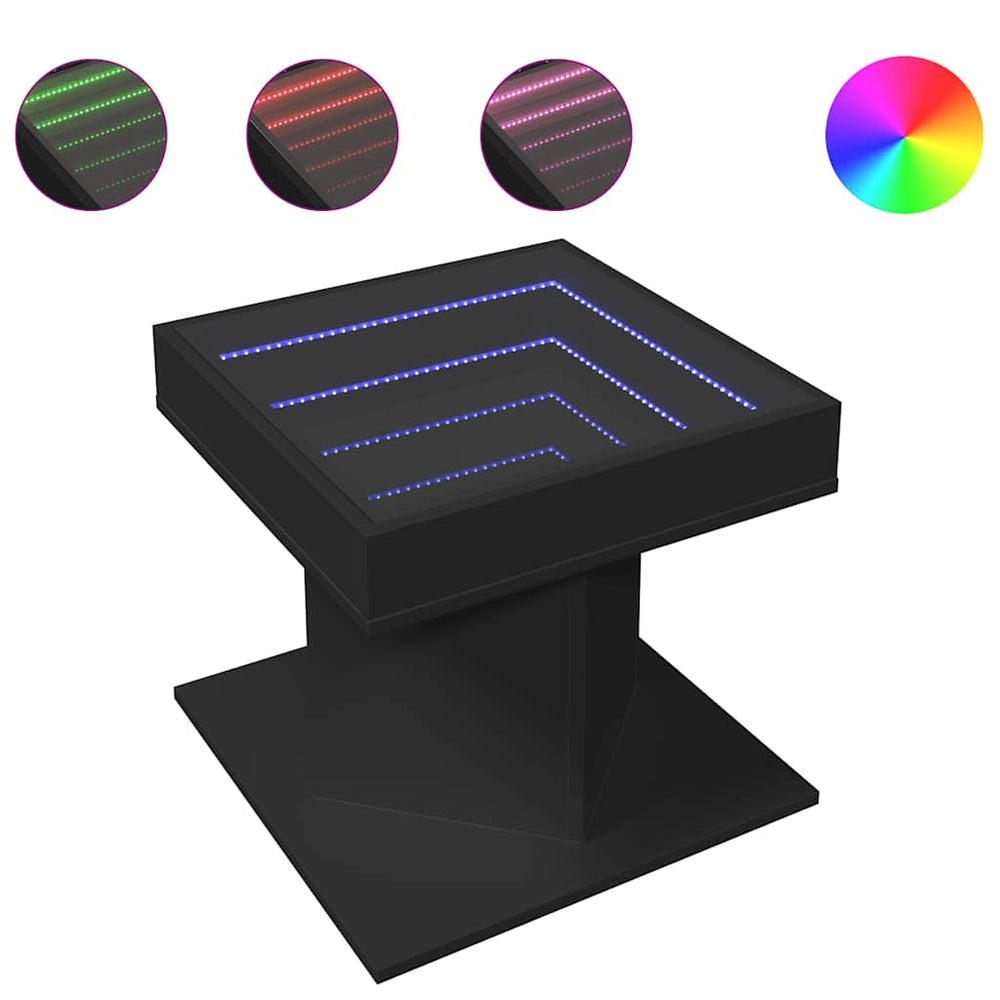 vidaXL LED Coffee Table Black 50x50x45 cm Engineered Wood