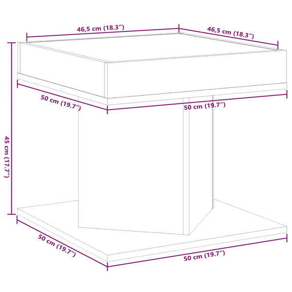 LED Couchtisch Schwarz 50x50 cm