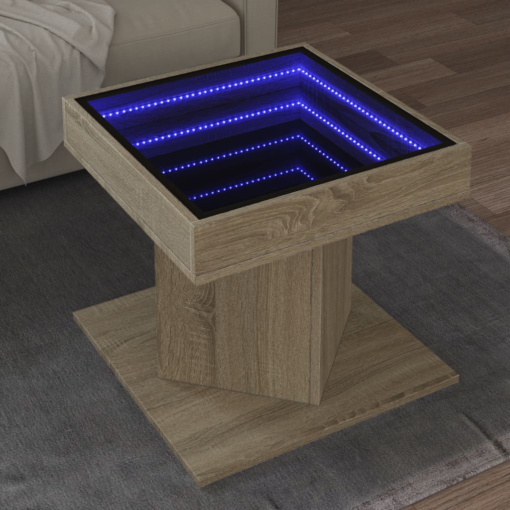 LED Couchtisch Sonoma Eiche 50x50 cm