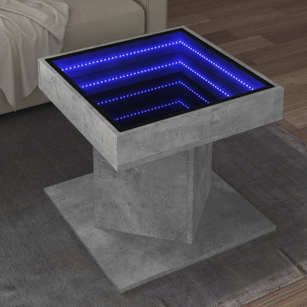 vidaXL LED Coffee Table Concrete Gray 50x50x45 cm Engineered Wood