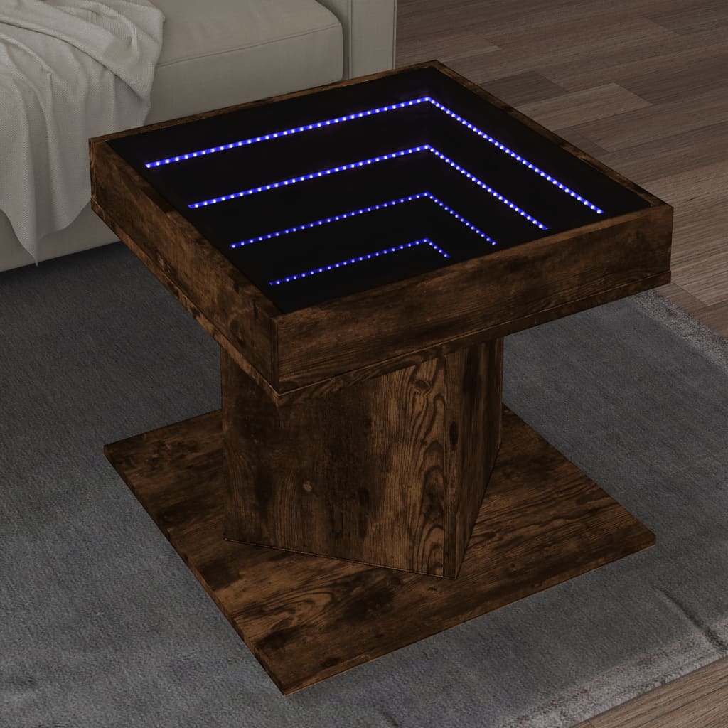 LED Couchtisch Räuchereiche 50x50 cm